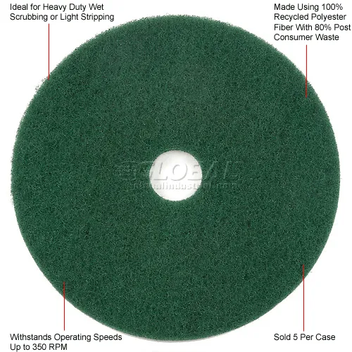 Global Industrial™ 20" Scrubbing Pad, Green, 5 Per Case - Image 4